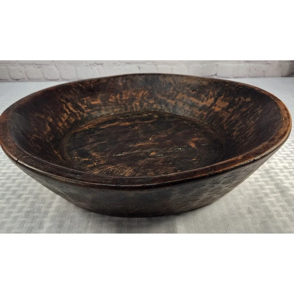 Antique Primitive Wooden Dough Bowl 16.75